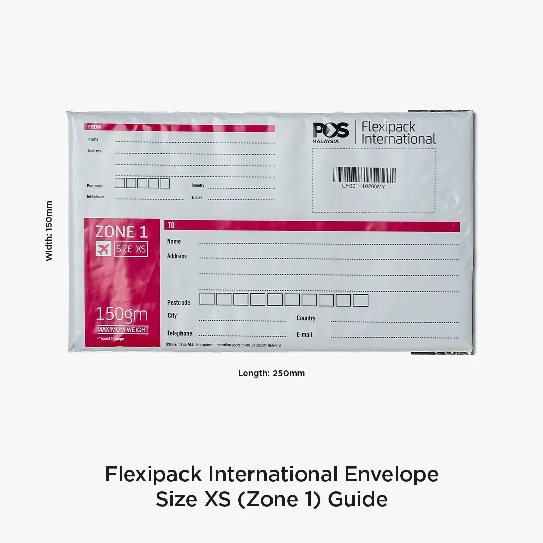 Flexipack international envelop size XS (Zone 1) front guide